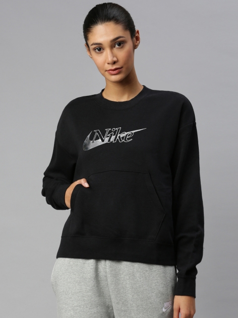 

Nike Women Black Printed ICN CLSH CRW FLC SSNL Sweatshirt