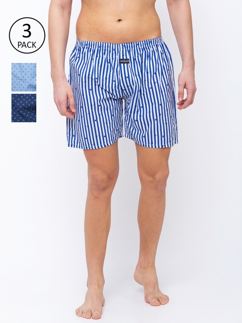 

Nick&Jess Men Pack Of 3 Printed Boxers MNSBXR013BCD, Blue