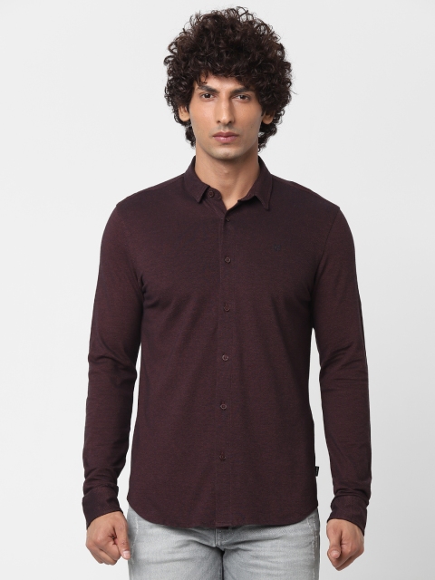 

Jack & Jones Men Burgundy Slim Fit Solid Knitted Casual Sustainable Shirt