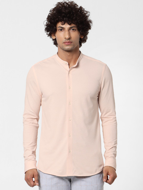 

Jack & Jones Men Peach-Coloured Slim Fit Solid Casual Shirt