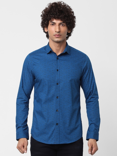 

Jack & Jones Men Blue & Black Slim Fit Printed Smart Casual Shirt