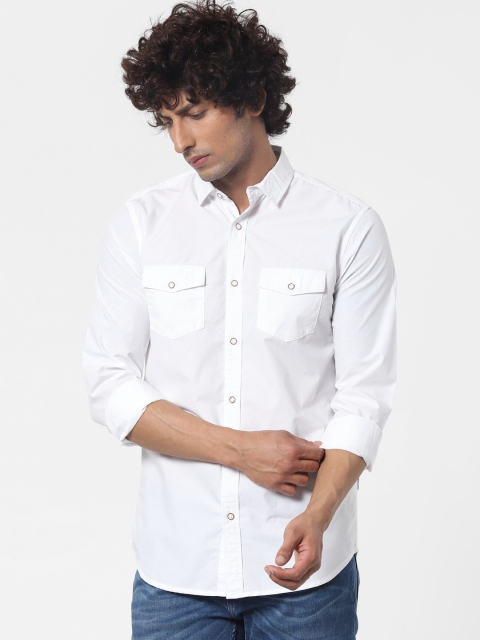 

Jack & Jones Men White Slim Fit Solid Casual Sustainable Shirt