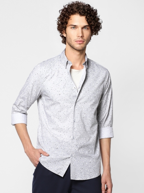

Jack & Jones Men Grey & White Regular Fit Printed Casual Shirt