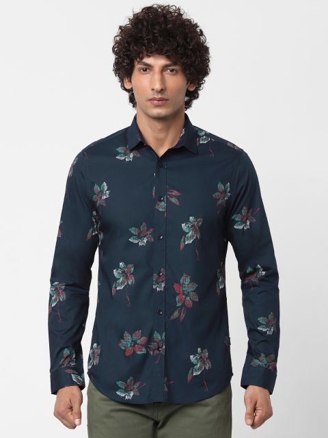 

Jack & Jones Men Navy Blue & Red Slim Fit Printed Smart Casual Shirt