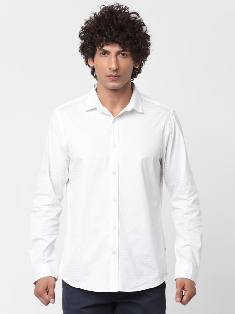

Jack & Jones Men White Slim Fit Self Design Casual Shirt