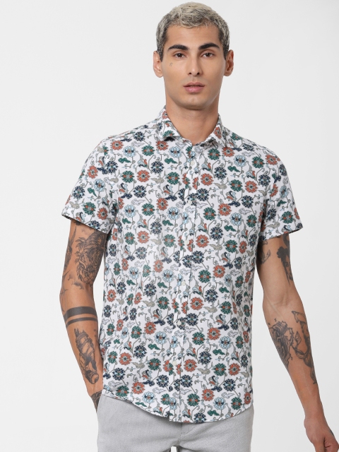 

Jack & Jones Men White & Orange Slim Fit Printed Casual Shirt