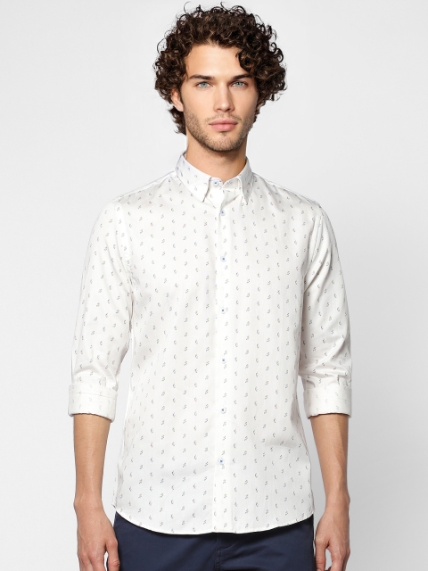 

Jack & Jones Men White & Black Slim Fit Printed Casual Shirt