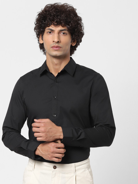 

Jack & Jones Men Black Slim Fit Solid Casual Shirt