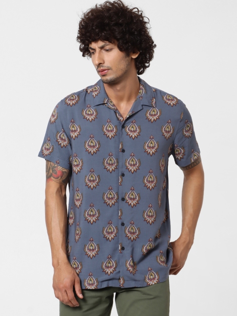 

Jack & Jones Men Blue & White Regular Fit Ethnic Printed Casual Shirt