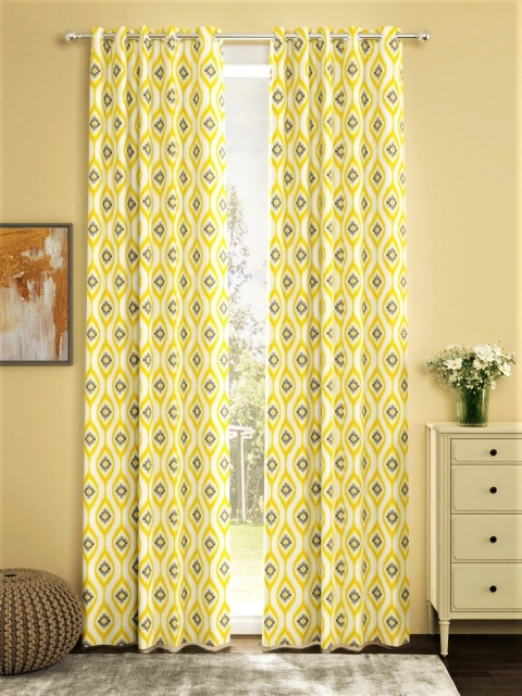 

URBAN SPACE Yellow Set of 2 Printed Door Curtains