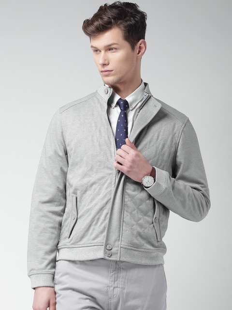 

INVICTUS Men Grey Self-design Front Open Sweatshirt