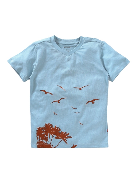 

Nino Bambino Boys Blue Printed V-Neck Sustainable T-shirt