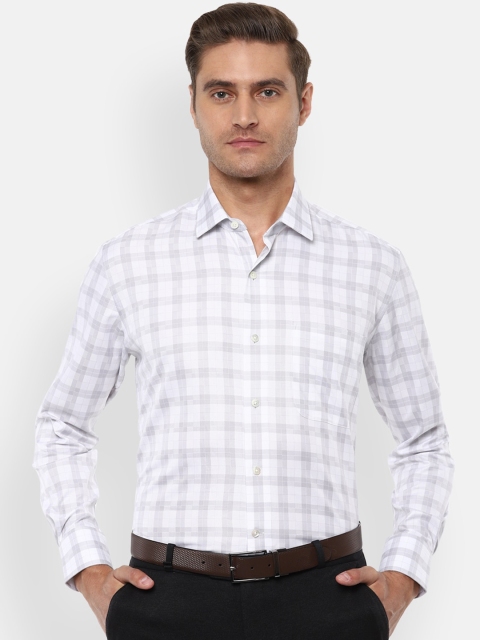 

Luxure by Louis Philippe Men White & Grey Regular Fit Checked Formal Shirt
