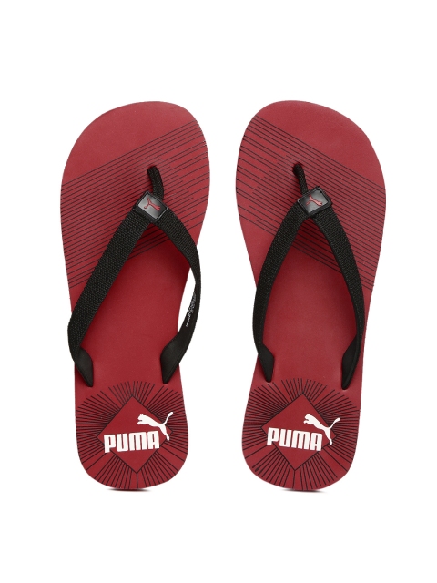 

PUMA Men Black & Grey Step in Stripe Printed Flip-Flops