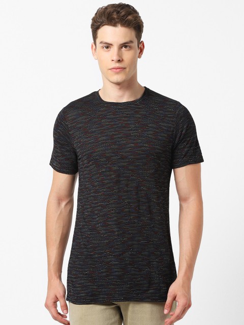 

MARCA Disati Men Black Striped Round Neck T-shirt