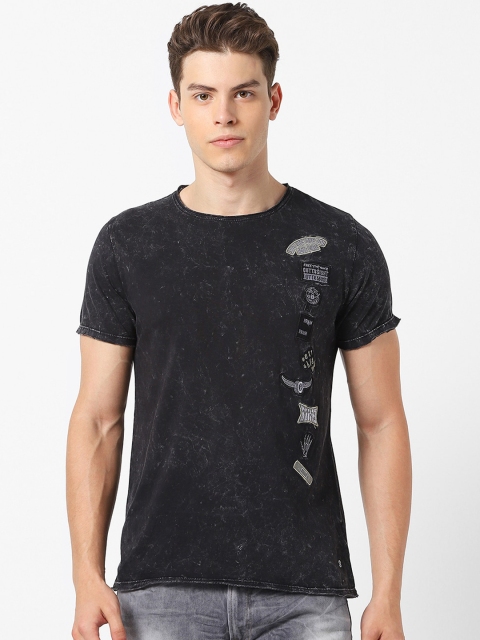 

MARCA Disati Men Black Solid Round Neck T-shirt