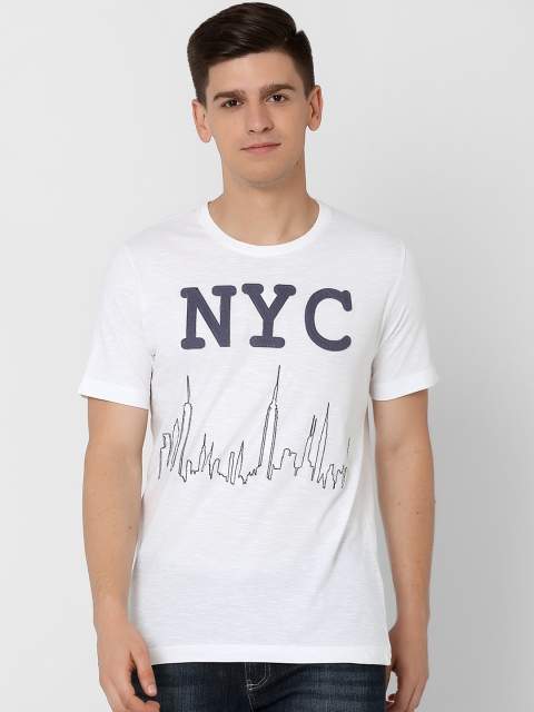 

MARCA Disati Men White NYC Embroidered Applique Round Neck T-shirt