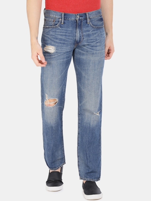 

GAP Men Blue Regular Fit Mid-Rise Low Distress Jeans