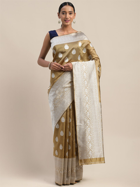 

Shaily Brown & Silver-Toned Woven Design Saree