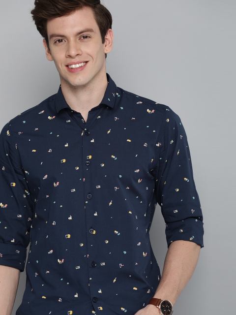 

Mast & Harbour Men Navy Blue & Yellow Regular Fit Printed Casual Shirt