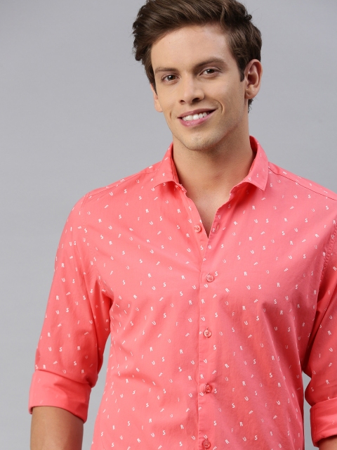 

Mast & Harbour Men Pink & White Regular Fit Printed Casual Shirt
