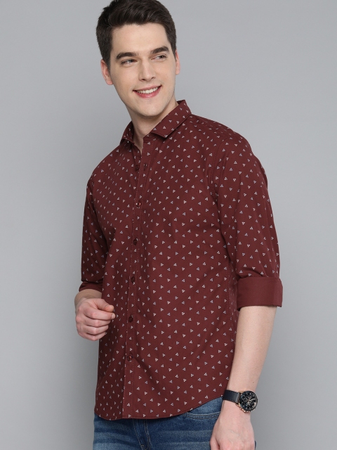 

Mast & Harbour Men Maroon & White Regular Fit Printed Casual Shirt