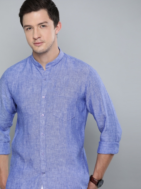 

Mast & Harbour Men Blue Regular Fit Solid Casual Linen Shirt