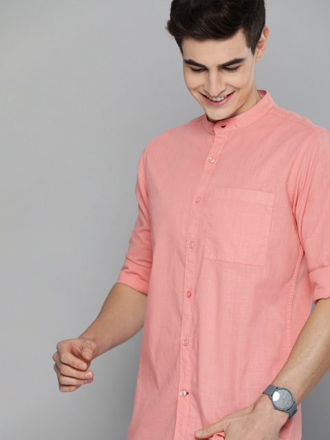 

Mast & Harbour Men Peach-Coloured Regular Fit Solid Casual Shirt