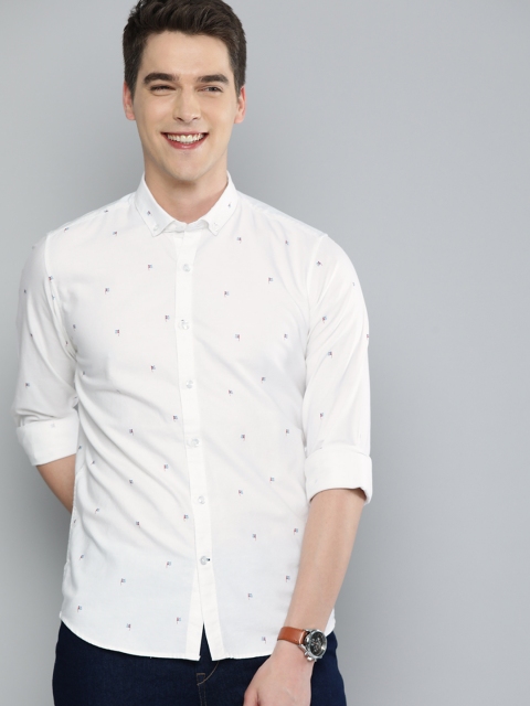 

Mast & Harbour Men White Regular Fit Printed Pure Cotton Casual Shirt