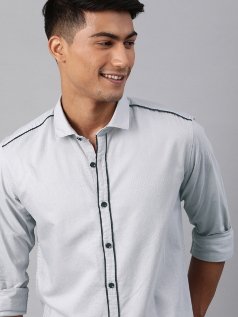 

Mast & Harbour Men Grey Solid Casual Shirt