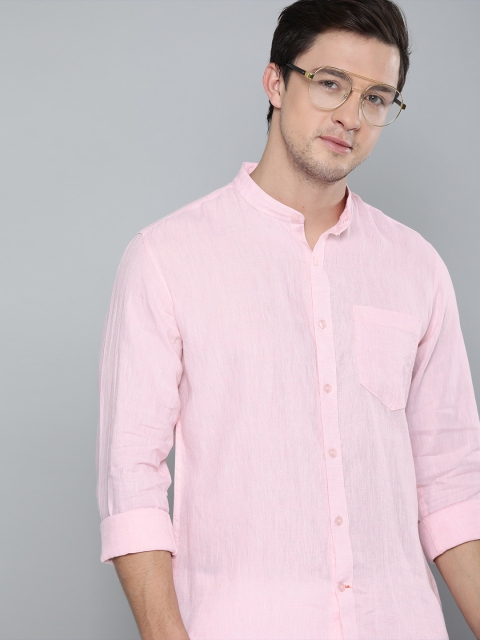 

Mast & Harbour Men Pink Regular Fit Solid Casual Linen Shirt