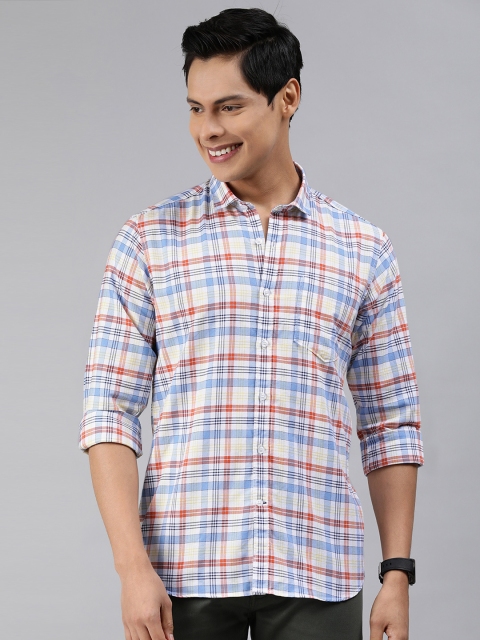 

Mast & Harbour Men White Tartan Checks Checked Casual Shirt