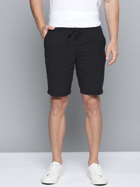 

Mast & Harbour Men Black Pure Cotton Self Design Regular Fit Shorts