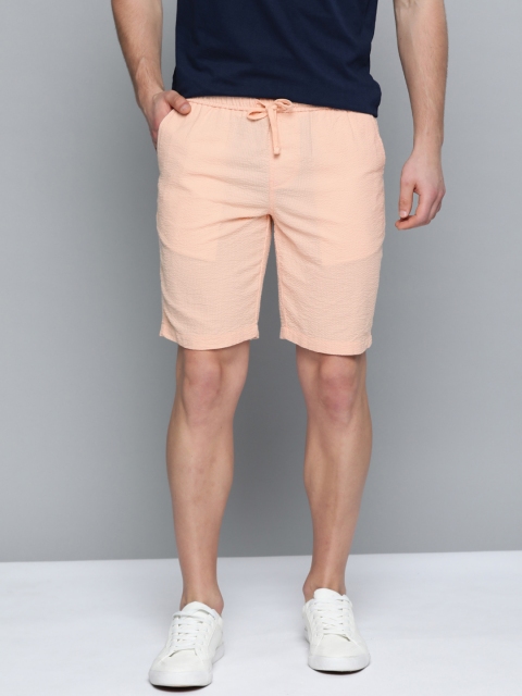 

Mast & Harbour Men Pink Pure Cotton Self Design Regular Fit Shorts