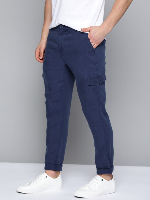 

Mast & Harbour Men Navy Blue Regular Fit Solid Trousers