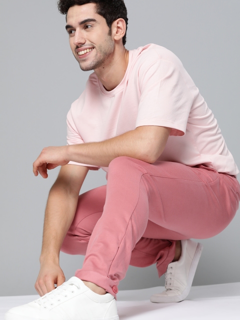 

Mast & Harbour Men Pink Regular Fit Pure Cotton Solid Regular Trousers