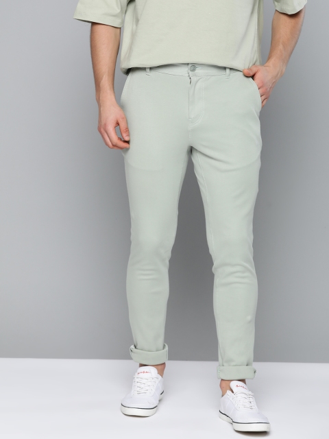 

Mast & Harbour Men Green Regular Fit Pure Cotton Solid Regular Trousers