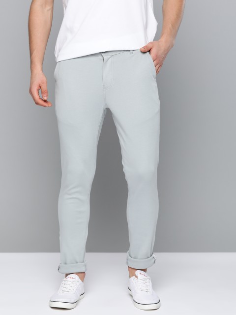 

Mast & Harbour Men Grey Regular Fit Pure Cotton Solid Regular Trousers
