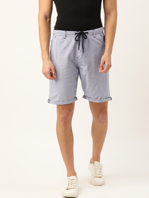 

Sweet Dreams Men Blue Solid Cotton Chambray Regular Fit Regular Shorts, Navy blue