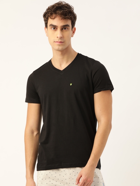 

Sweet Dreams Men Black Solid V-Neck Lounge T-shirt