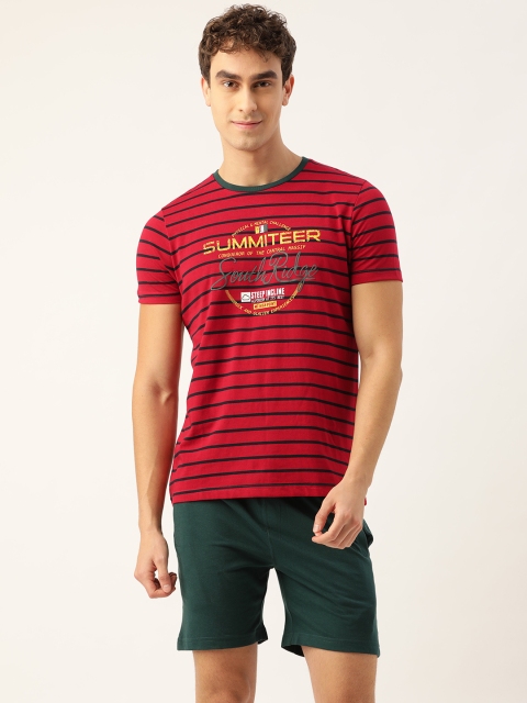 

Sweet Dreams Men Red & Green Striped Night suit