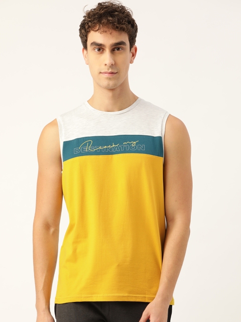 

Sweet Dreams Men Yellow & White Colourblocked Lounge T-Shirt, Mustard