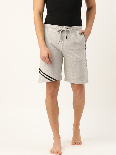 

Sweet Dreams Men Grey Melange Lounge Shorts with Typography Print Detail