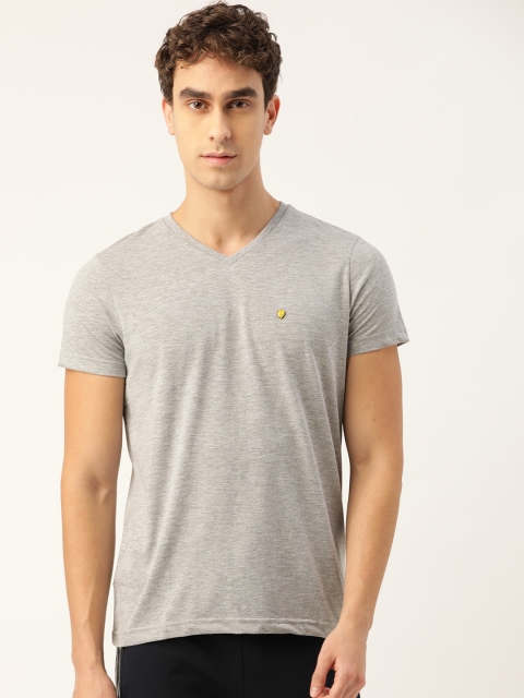 

Sweet Dreams Men Grey Melange Solid V-Neck Lounge T-shirt