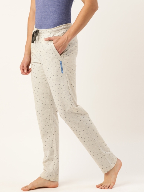 

Sweet Dreams Men Off-White Melange Effect Printed Lounge Pants