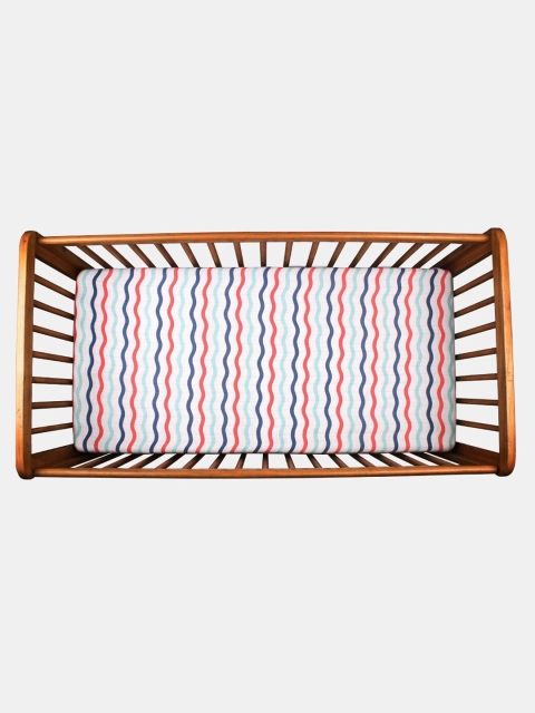

Kaarpas Blue & Pink Striped Premium Organic Cotton Muslin Fitted Cot Sustainable Crib Sheet
