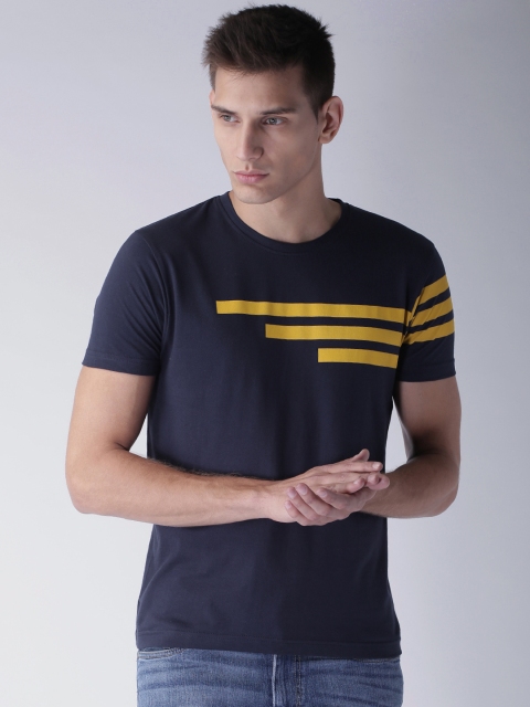 

Moda Rapido Navy Printed Pure Cotton T-shirt, Navy blue