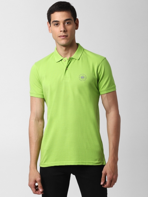 

Peter England Casuals Men Green Solid Polo Collar T-shirt