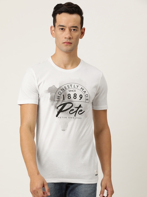 

Peter England Casuals Men White Printed Round Neck T-shirt