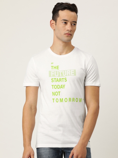 

Peter England Casuals Men White Printed Round Neck T-shirt